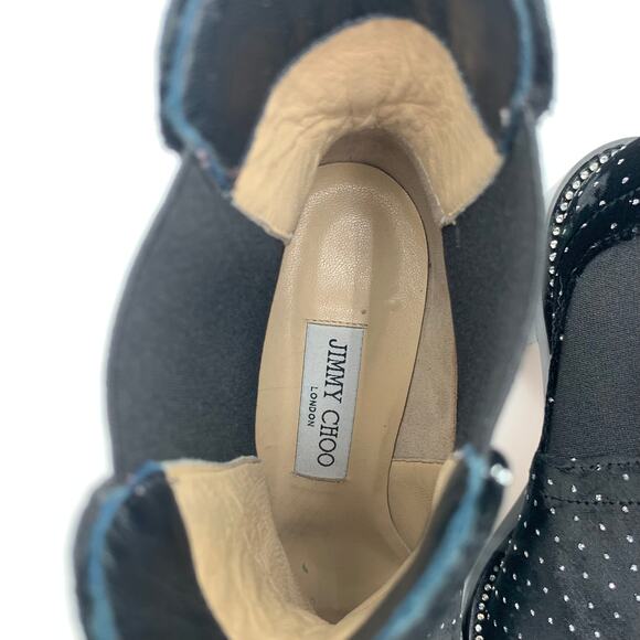 Jimmy Choo Merril Bootie Ankle Boots EU 37.5 US 7 Black Velvet Crystals Bougie - Picture 10 of 11